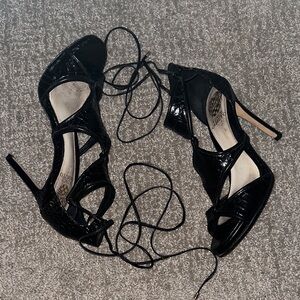 Vince Camuto Black Lace-Up Stiletto Sandals